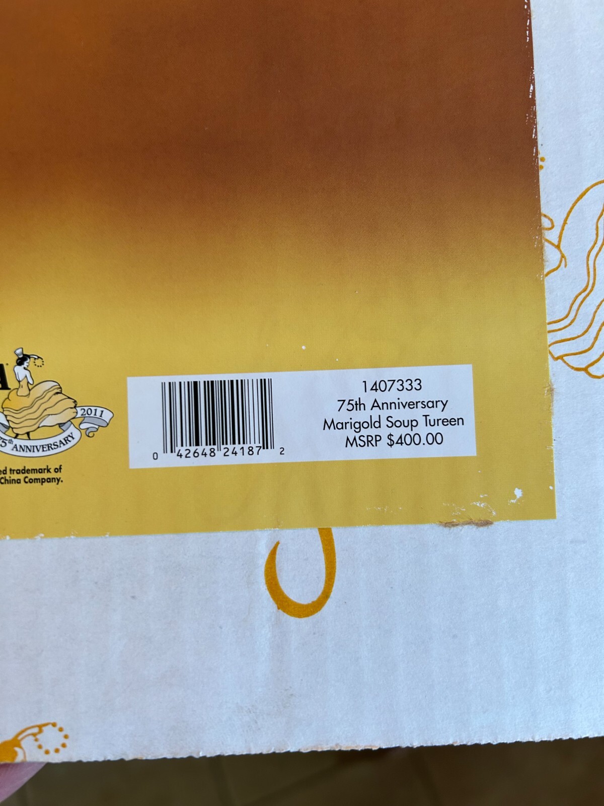 Fiestaware Fiesta Marigold 75th Anniversary Soup Tureen in Box # 1,360/10,000