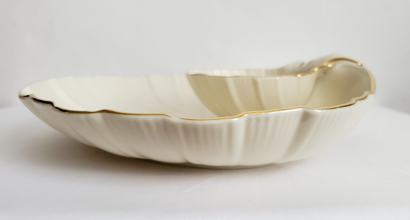 Vintage Lenox Aegean Double Shell Chip Dip Shrimp Serving Dish 24K Gold USA 12″