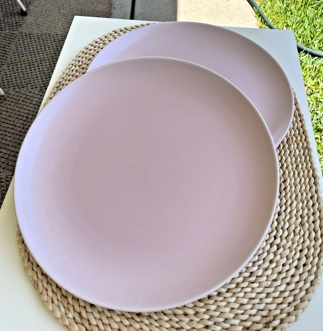 2 IKEA Dinera Pink Blush Matte Dinner Plates Stoneware 10866 PreOwned 10-1/4″
