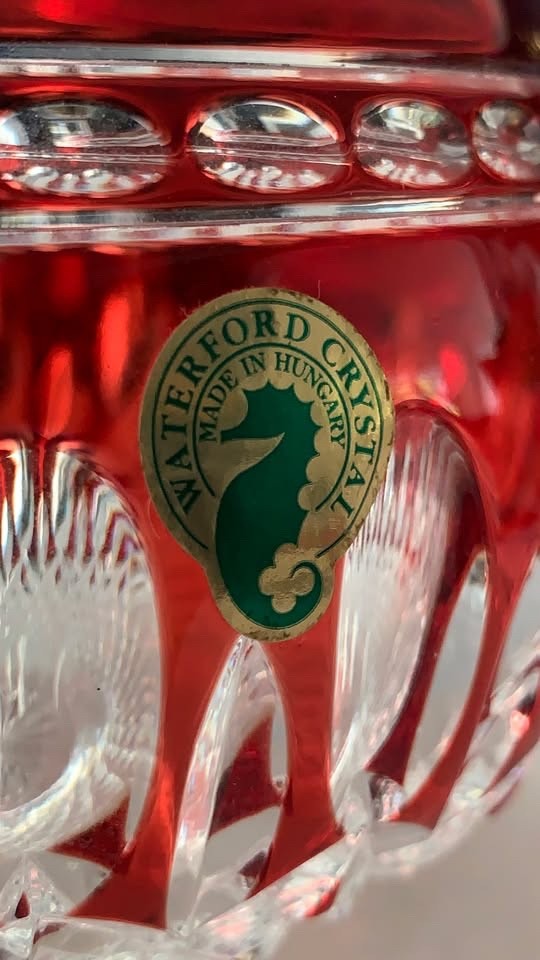 Waterford Clarendon Ruby Red Cut to Clear Crystal Bowl 6″ Signed; MINT