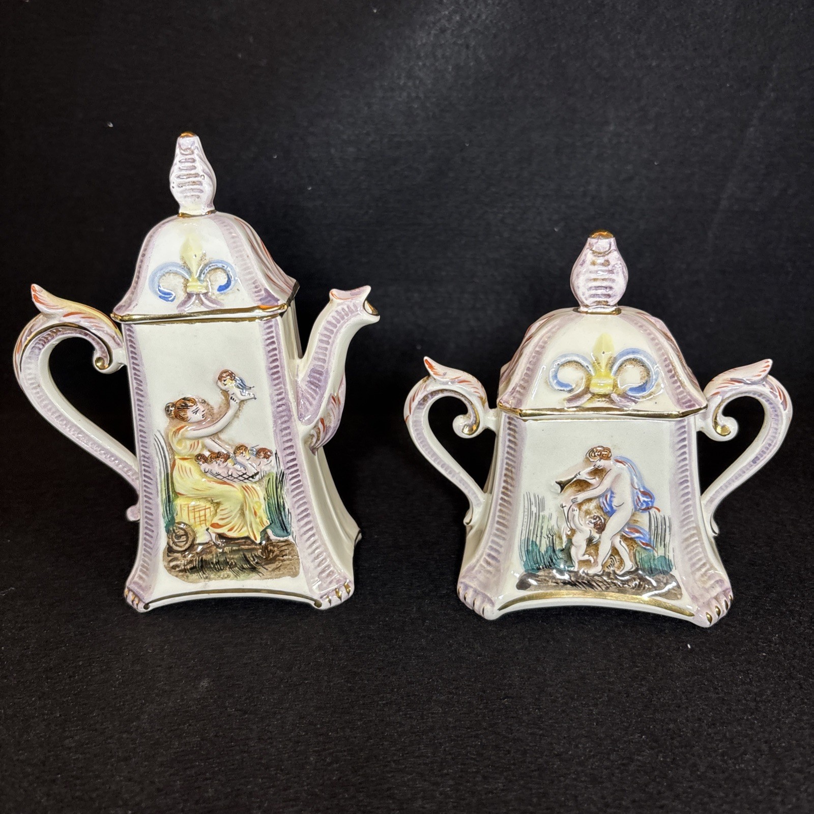 27 Pc R Capodimonte Italy Cherub Demitasse Espresso Tea Coffee Set