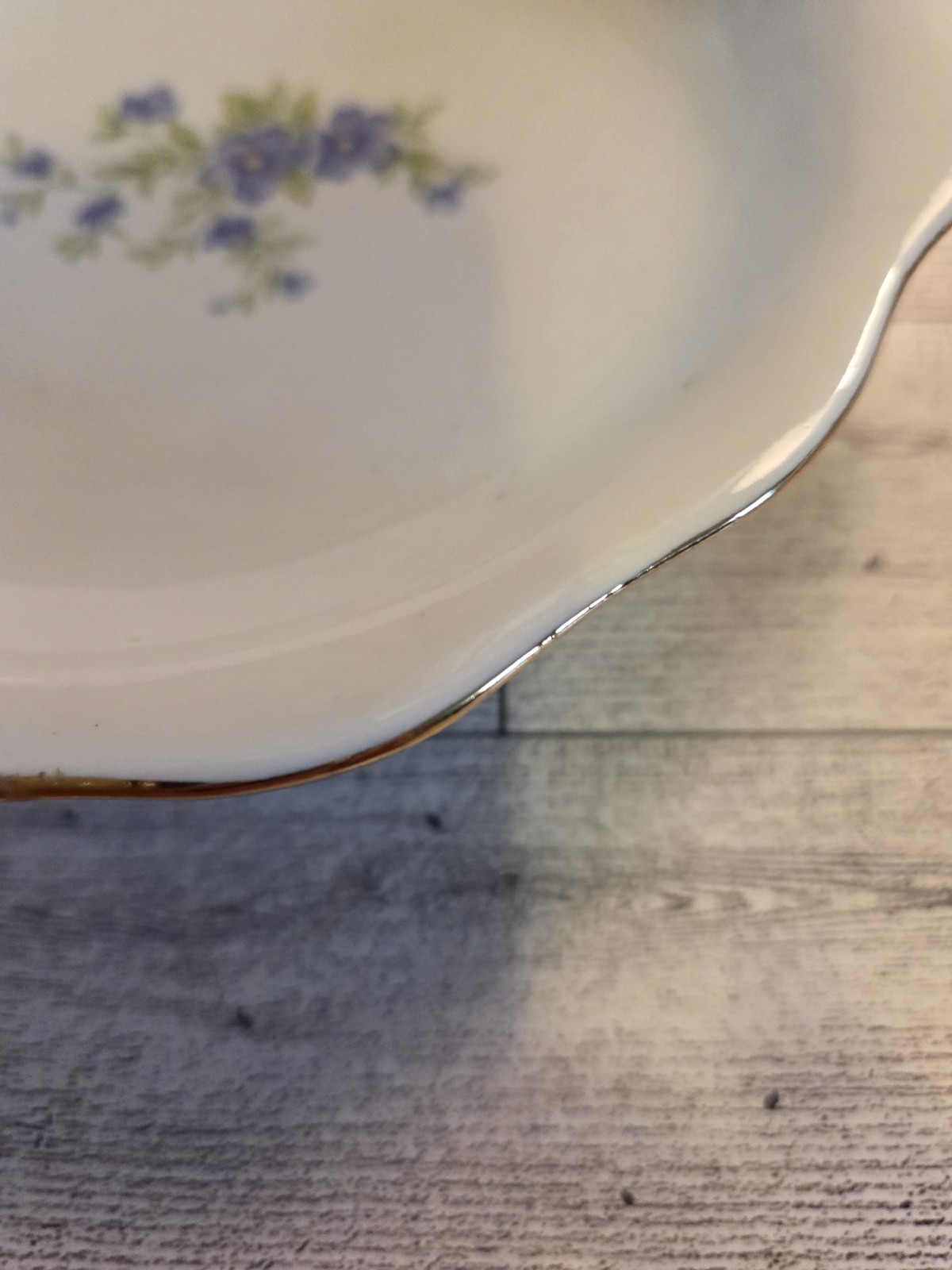 Ceramic Candy Dish/ Trinket Dish 7.75” White With Blue Floral Handles Vintage