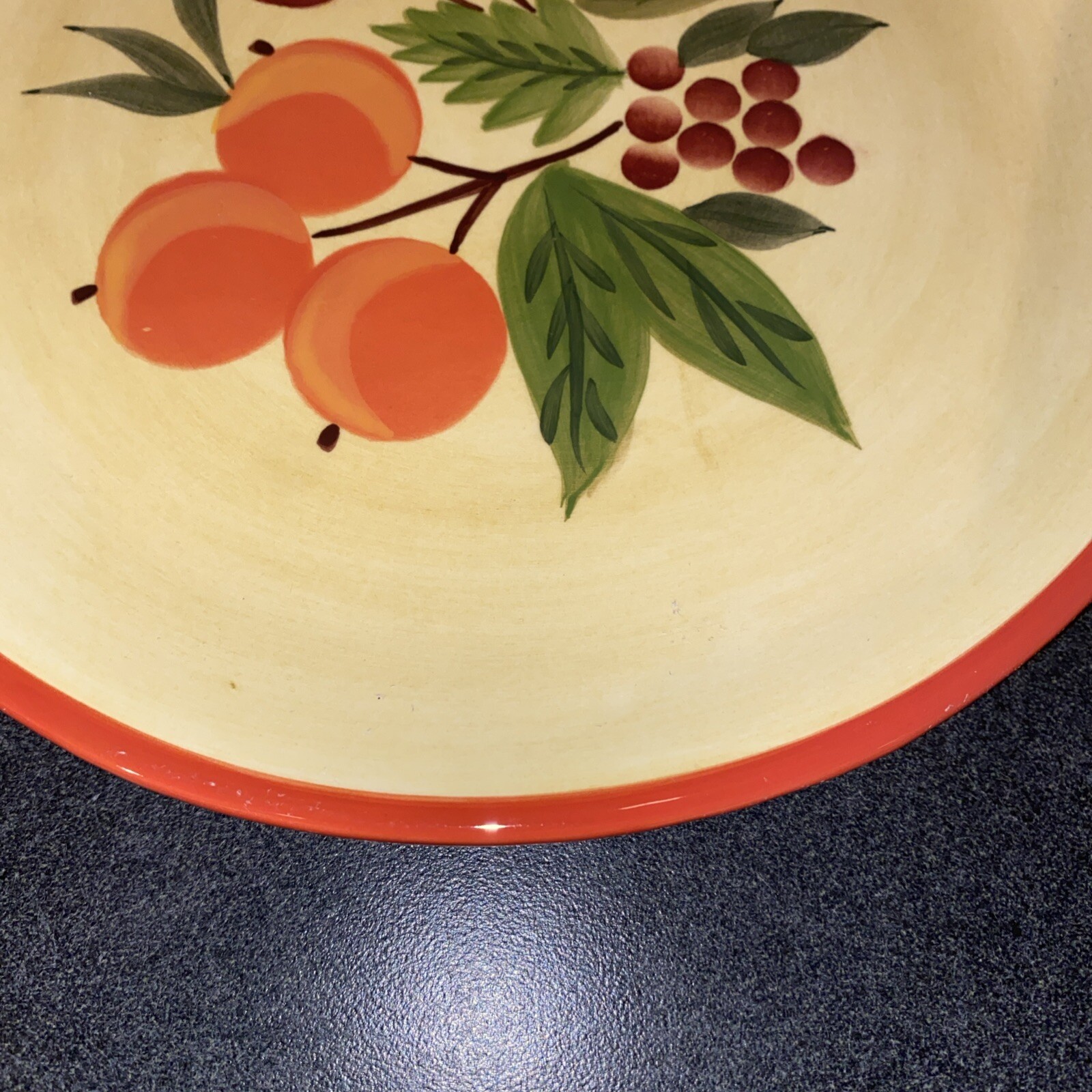 4 Salad Plates 8 in. Crate & Barrell Pomegranate Wreath Holiday