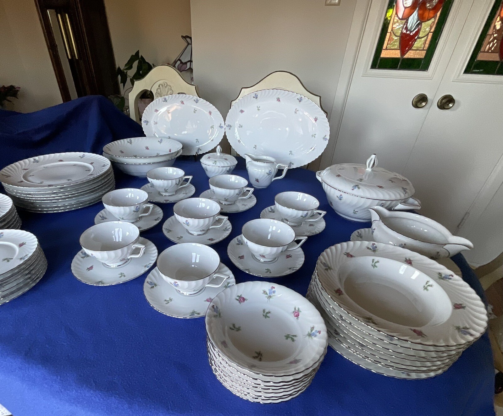 Royal Tettau 1794 Germany “Dresden Flowers” 7 Pieces, 8 Place Setting + Serving