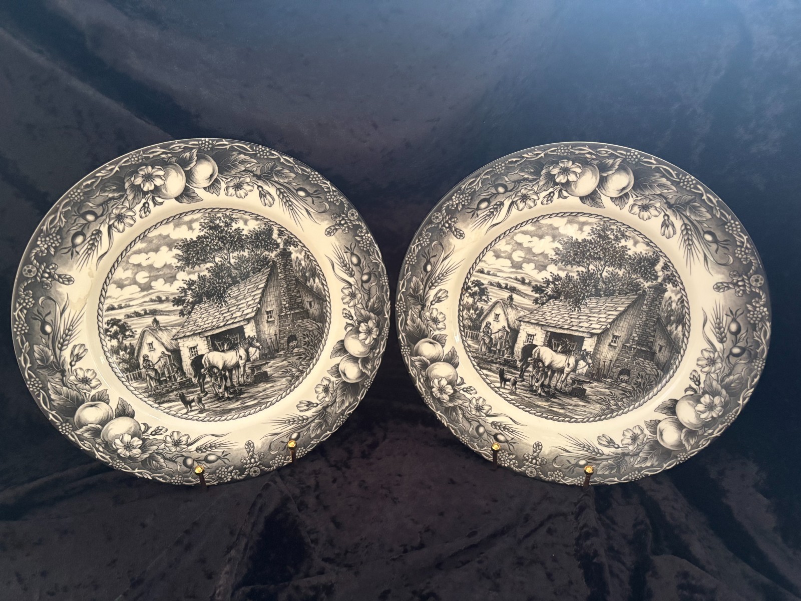Royal Stafford Fine earthenware Black & White Dinner plate Blacksmith’s Forge