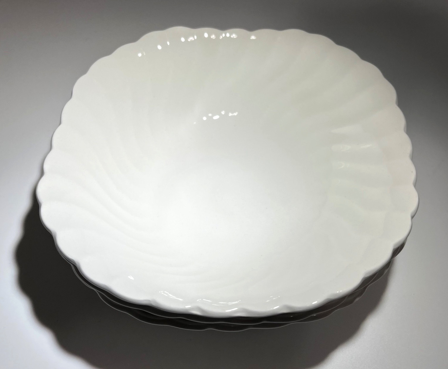 Johnson Bros White Swirl Ironstone 6.25″ Square Bowls Made in England, SET/3