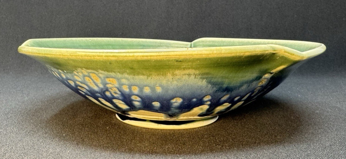 Studio Art Pottery Drip Glaze Bowl signed YOUNG