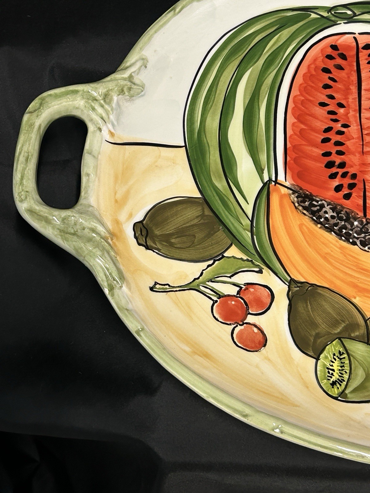 Vintage CWC Jumbo Italian Ceramic Platter Mixed Fruit Tray 26”