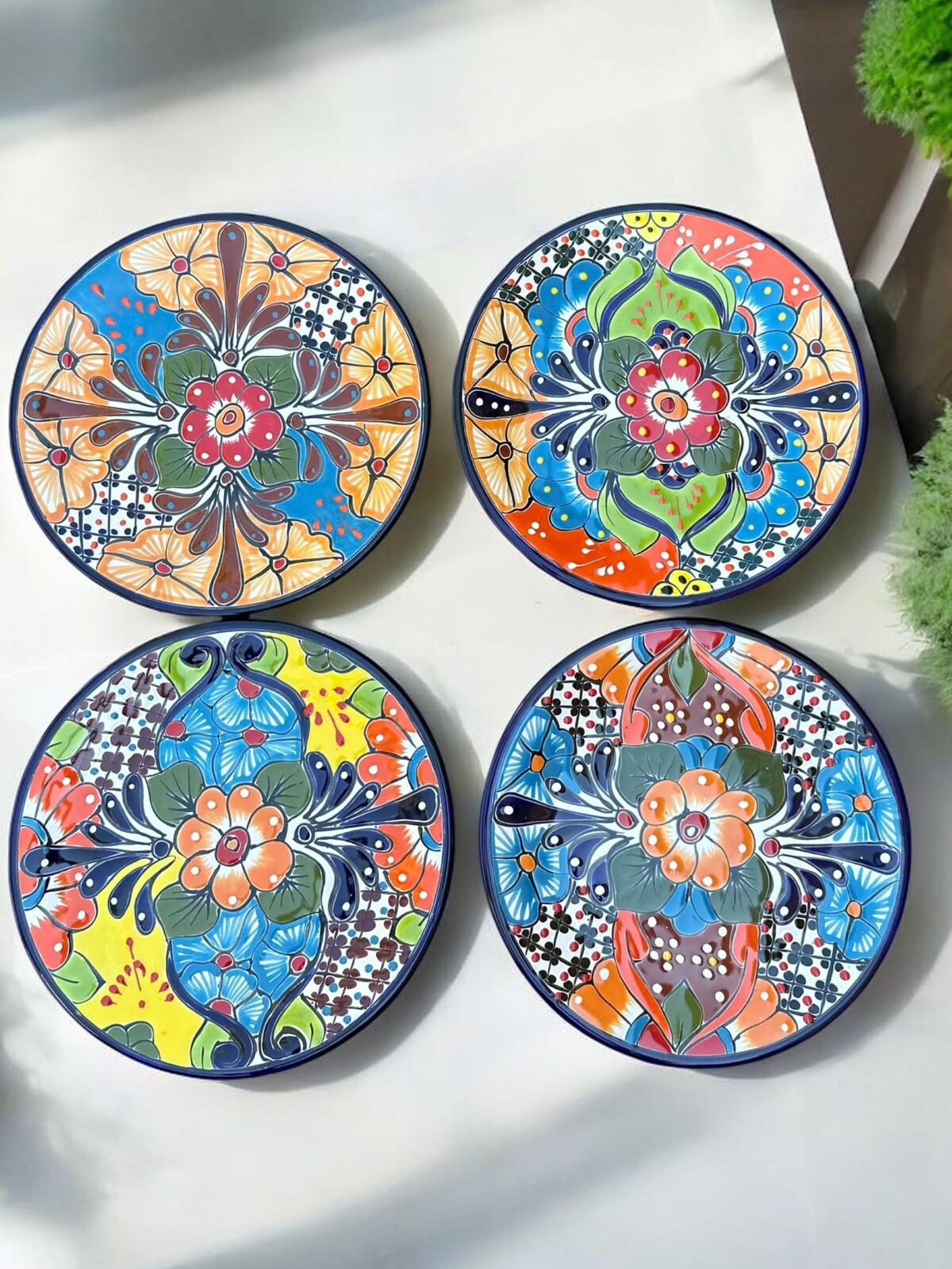 Set of 6 Talavera Plates – 10” Hand-Painted Mexican Pottery, Unique Designs