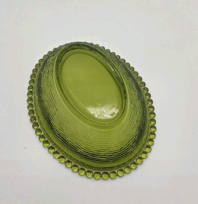 Vintage Indiana Green Glass Hen On Nest Covered Candy Dish 7″ Farmhouse Chicken
