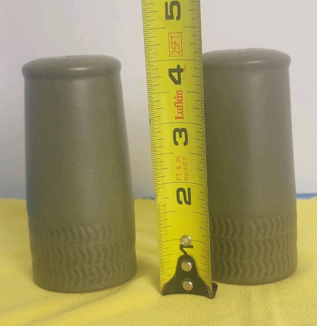 Denby Camelot Dark Green Chevron Collection Salt & Pepper Shakers – England