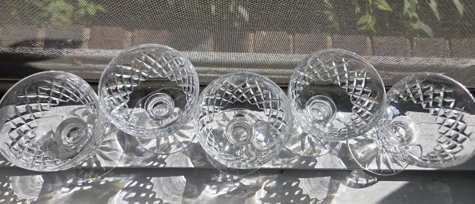 Waterford Boyne Crystal Low Sherbert criss cross cut *SET OF 5* marked
