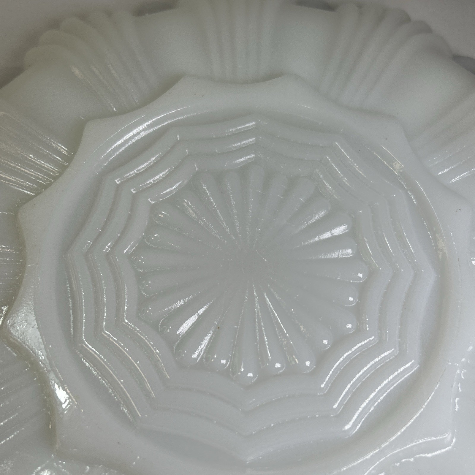 Vintage Anchor Hocking White Milk Glass Gold Trim Egg Plate