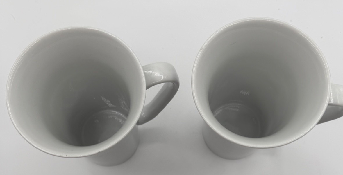 Pair 2 Luminous White by Pier 1 imports OVERSIZED LATTE MUGS 6 1/8 inches Height