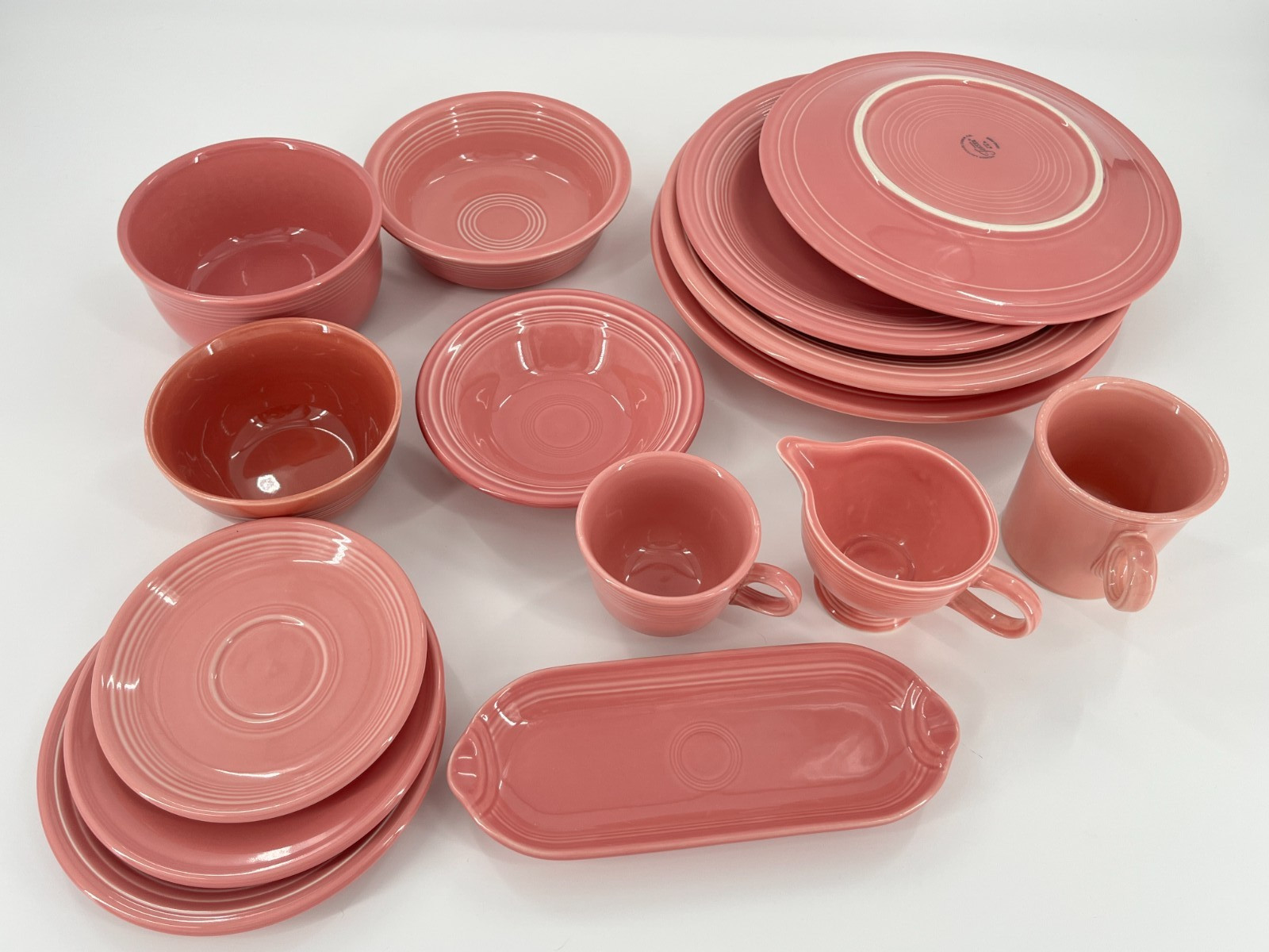 Fiesta Dinnerware Set Rose Pink 15 Piece Post 86 Lot Bowls Plates, Platters Cups