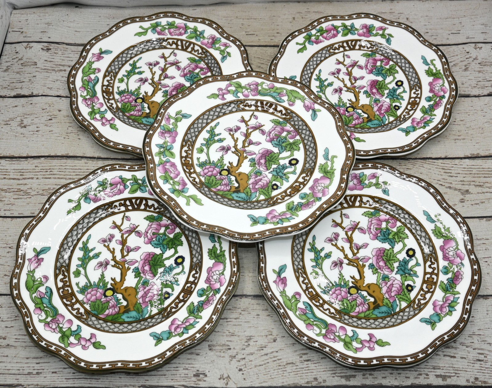 Set of 5 Vintage Coalport The Indian Tree Salad Plates 7.75″ England
