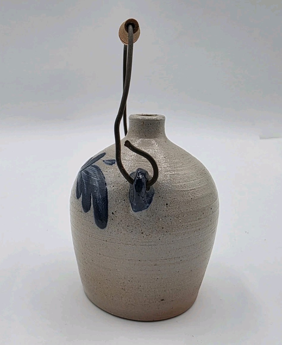 Vintage 1991 Rowe Pottery Miniature Maple Syrup Jug Salt Glaze Mini Crock 2.75″