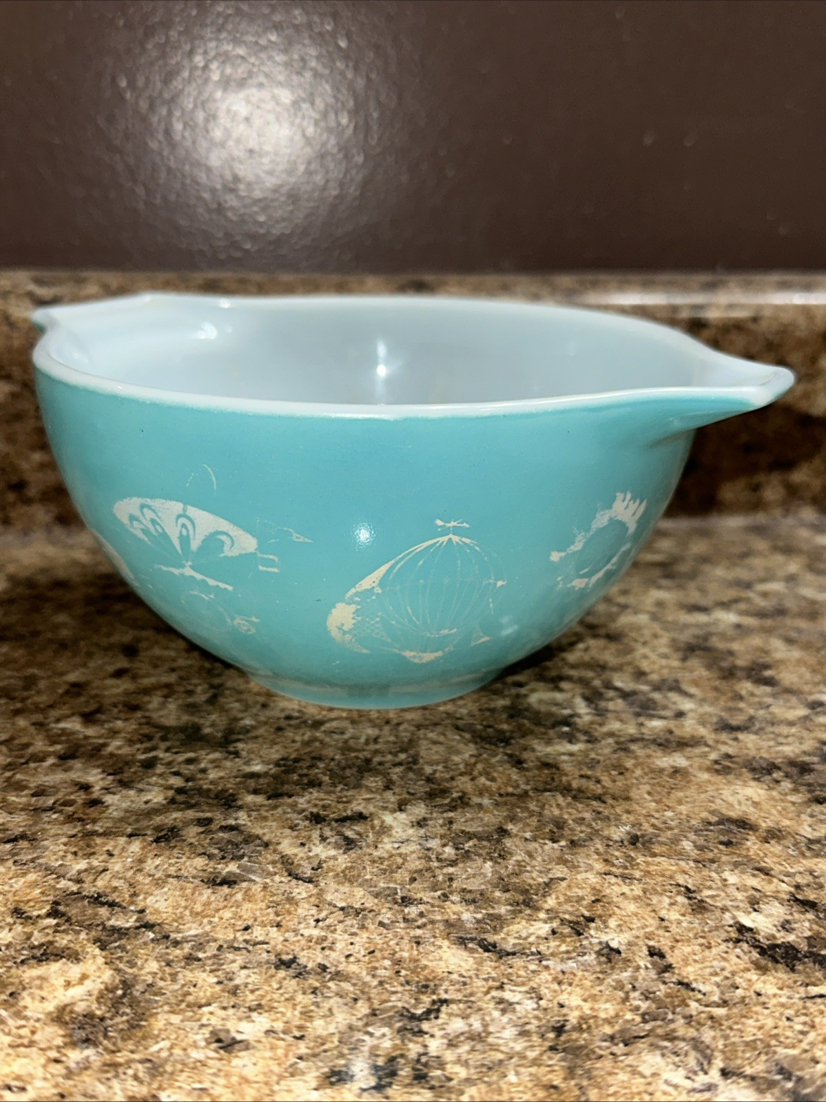 Vtg Pyrex Hot Air Balloons Cinderella Dip Bowl #441 Small 1 1/2 pint Flying Bike
