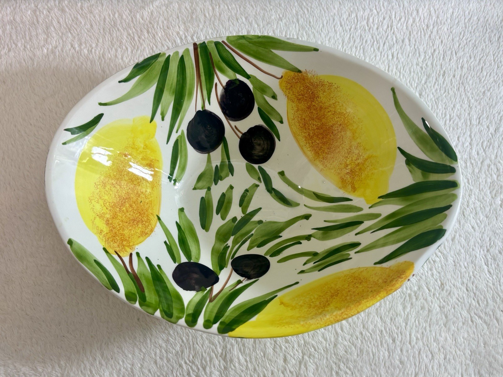 Bassano Ceramics 10.5” Hand Painted Asymmetrical Ceramic Bowl. Made In Italy.
