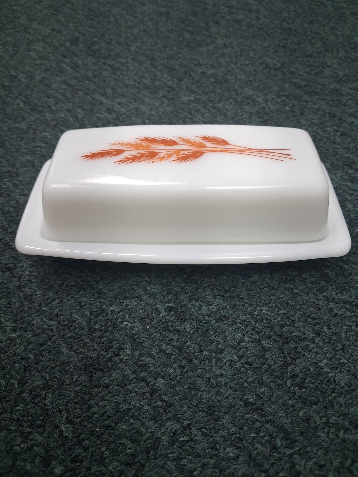 Pyrex Vintage Autumn Harvest Butter Dish with Lid White