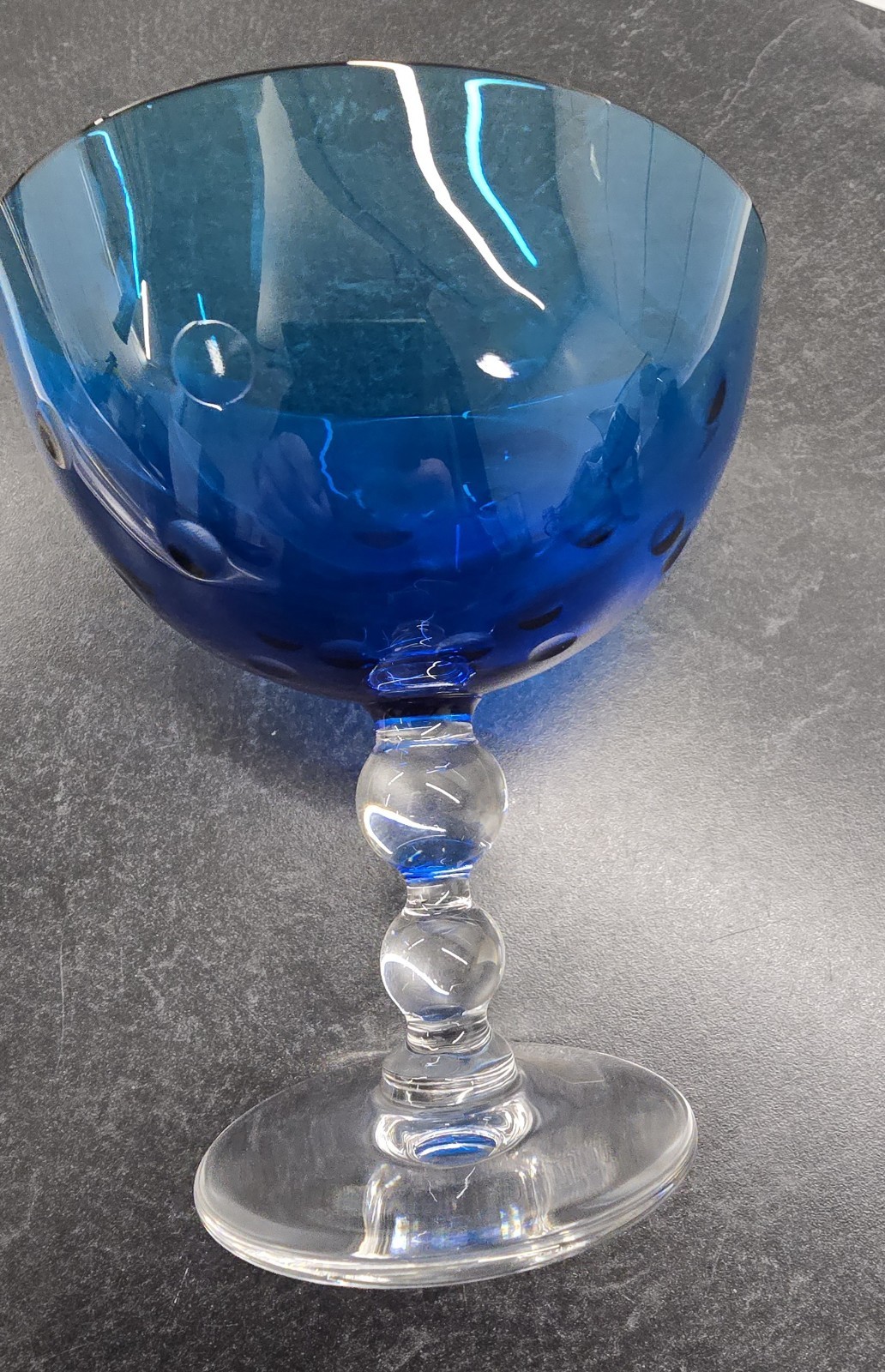 Saint Louis “Bubbles” footed cup, sky blue
