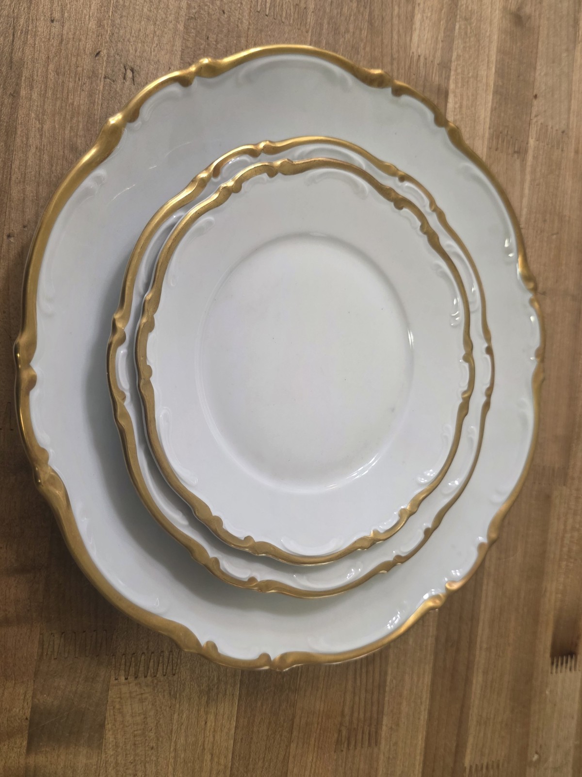 Mitterteich Golden Lark Dinner Salad Bread Plates 10.5″ 8″ 7″ Germany Bavaria