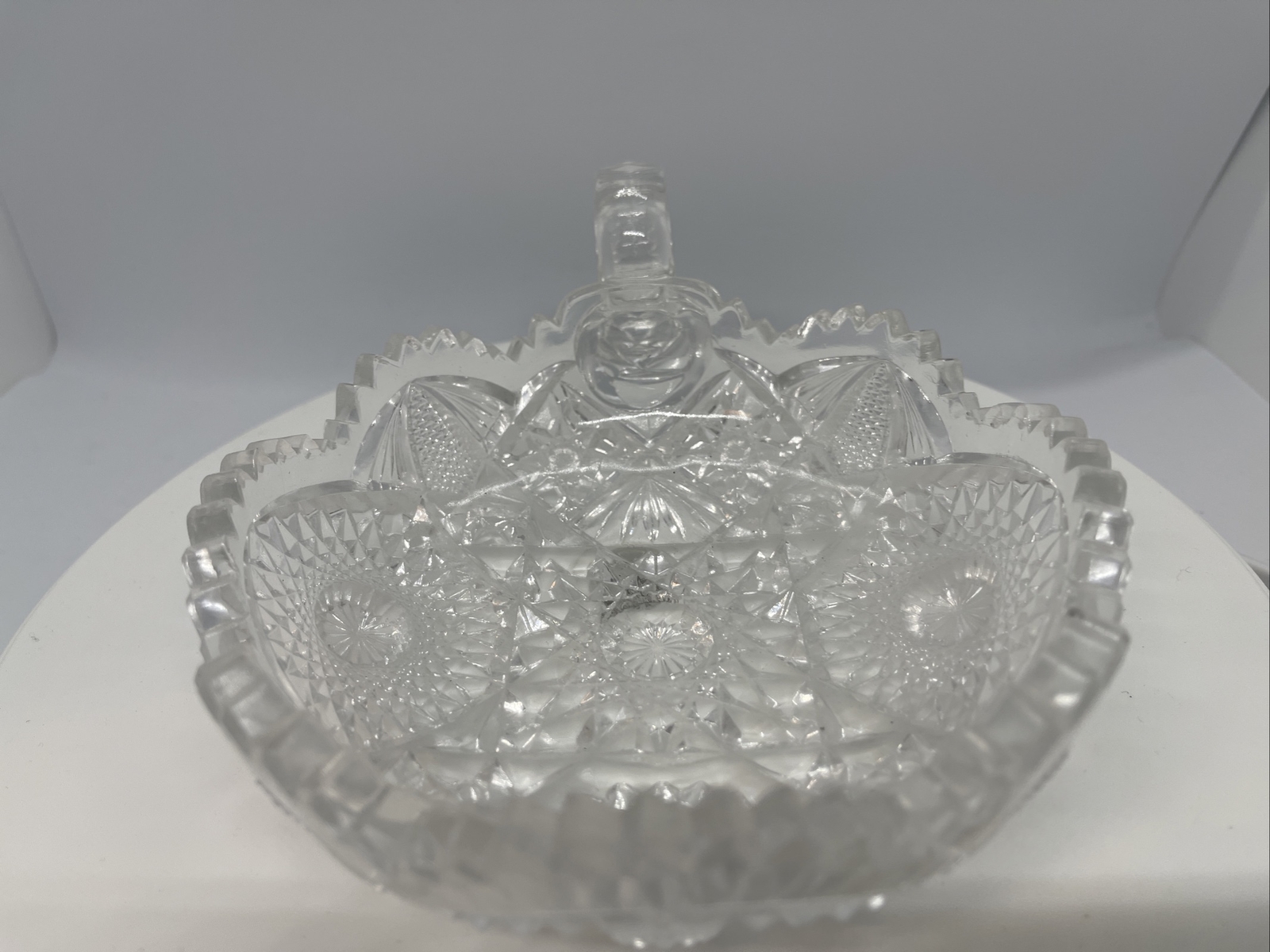 Vintage Solid Crystal Cut Glass Decorative Dish – 5 1/2 Inches