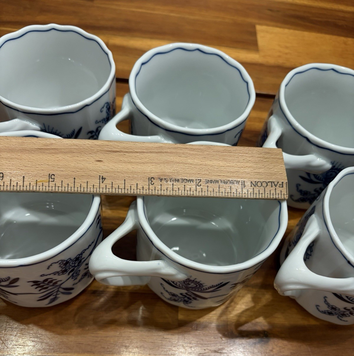 6pc VTG Blue Danube Blue & White Asian Peonies Asters Floral – Japan Excellent!