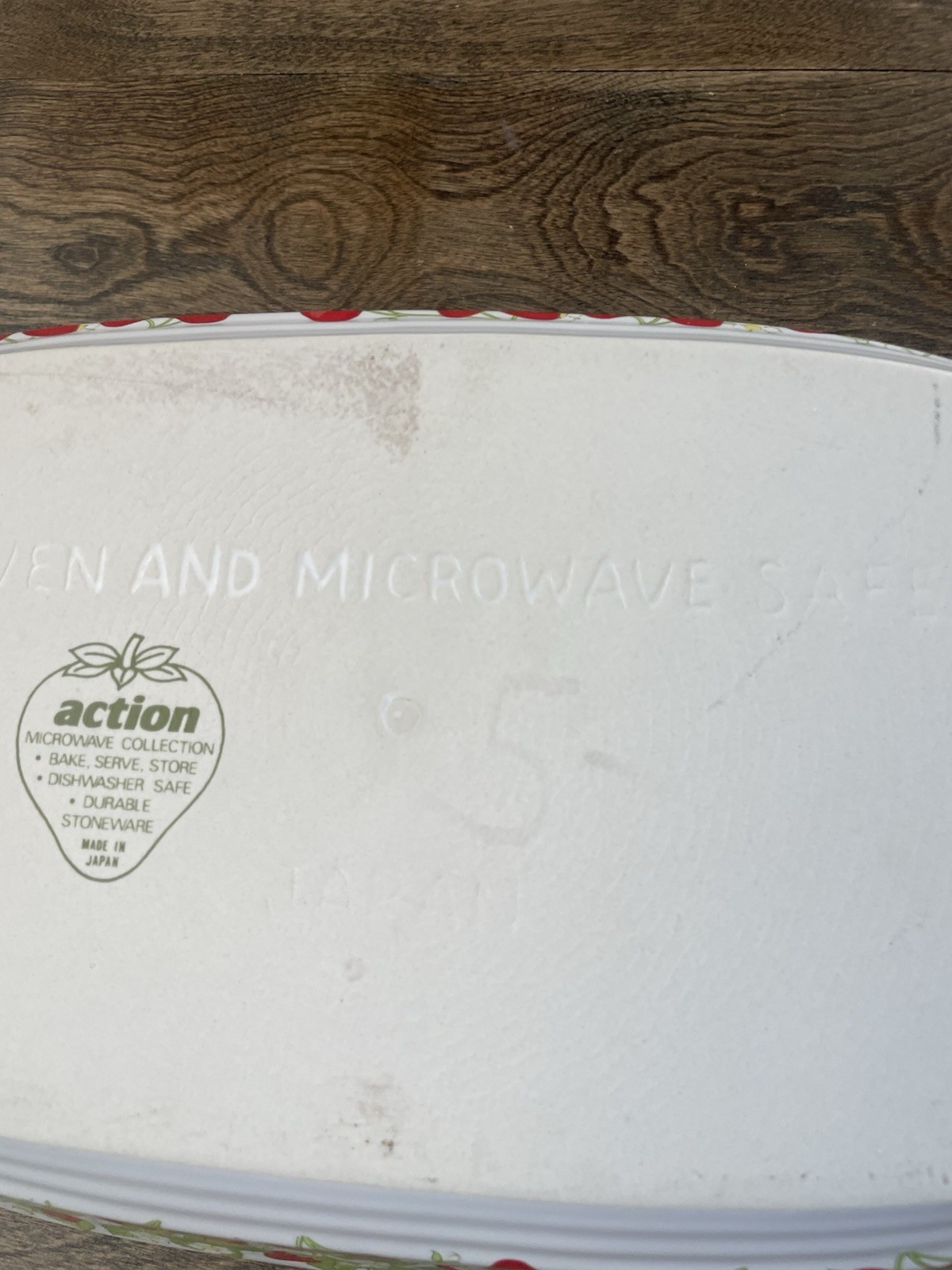 Vintage Action 80’s Strawberry Stoneware Oval Divided Serving Baking Dish 13”