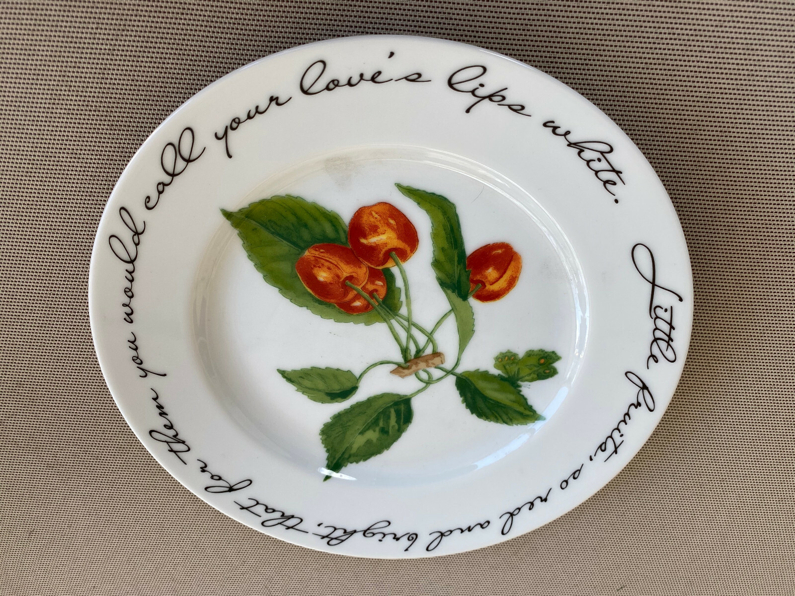 Williams Sonoma Orchard Suite John Donne White Salad 1 Plate Cherry Cherries