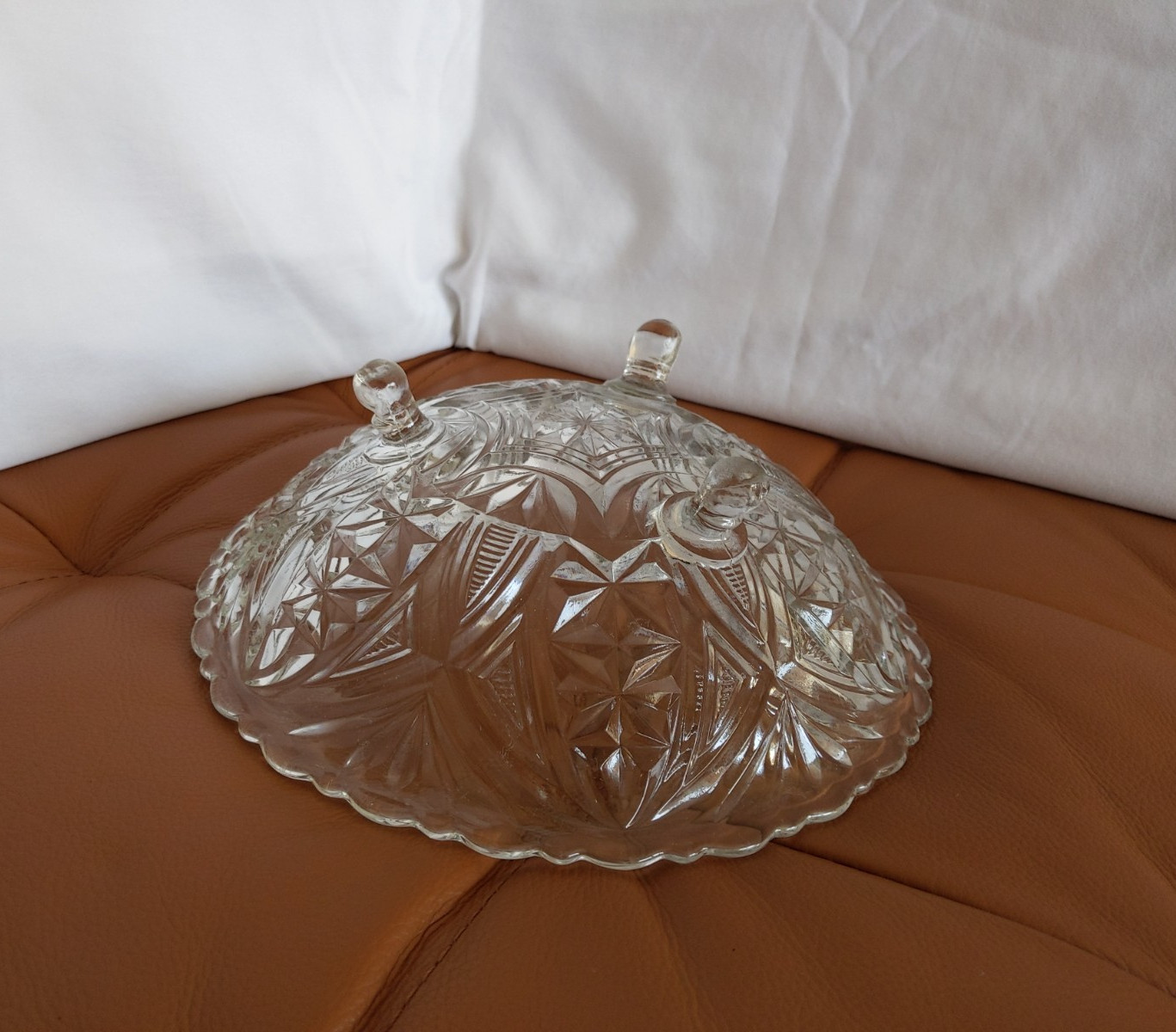 Vintage Anchor Hocking Serving Bowl Clear Pressed Glass 3 Footed 9in Dish 1960