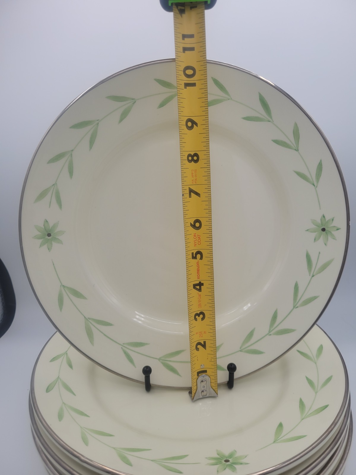 6 Este C.E. Italy Exposures Homes 10.5″ Dinner Plates Silver Ivory Sage Floral