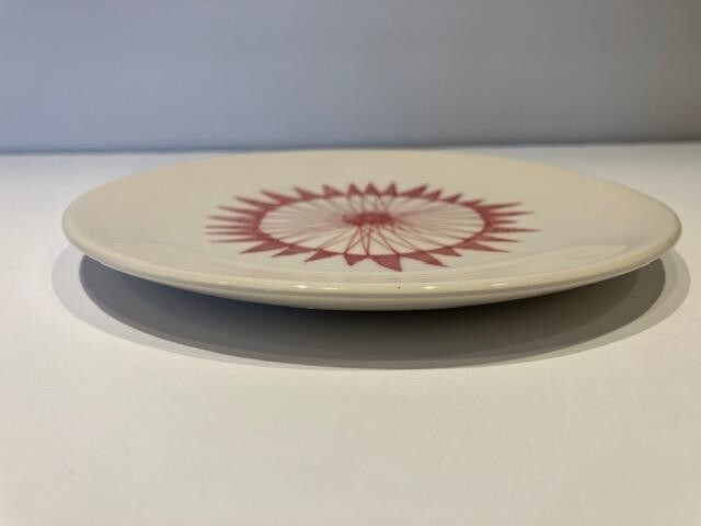 CRATE & BARREL Red Ornament Dessert Plate 7.25” Made in Great Britain