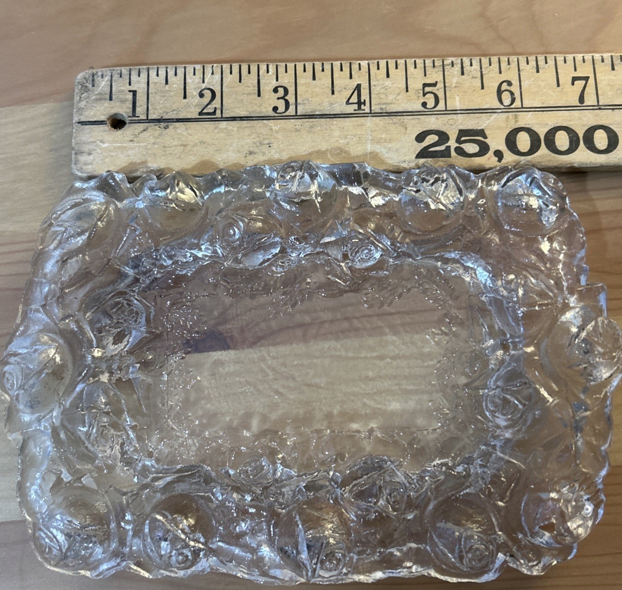 Raised Rose Petal Pattern Perimeter Butter Dish~Antique~Stunning!
