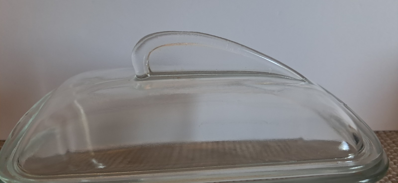 Vintage Clear Glasbake Art Deco Fin Lid Bread Casserole Lidded 1.5 Quart Dish