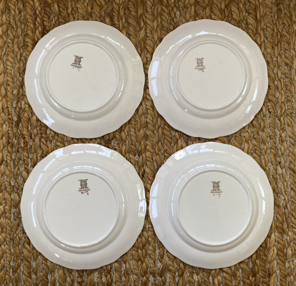 Vtg Spode Copeland England Reynolds 2188 Fruit & Flowers 7 7/8″ Plates Set of 4