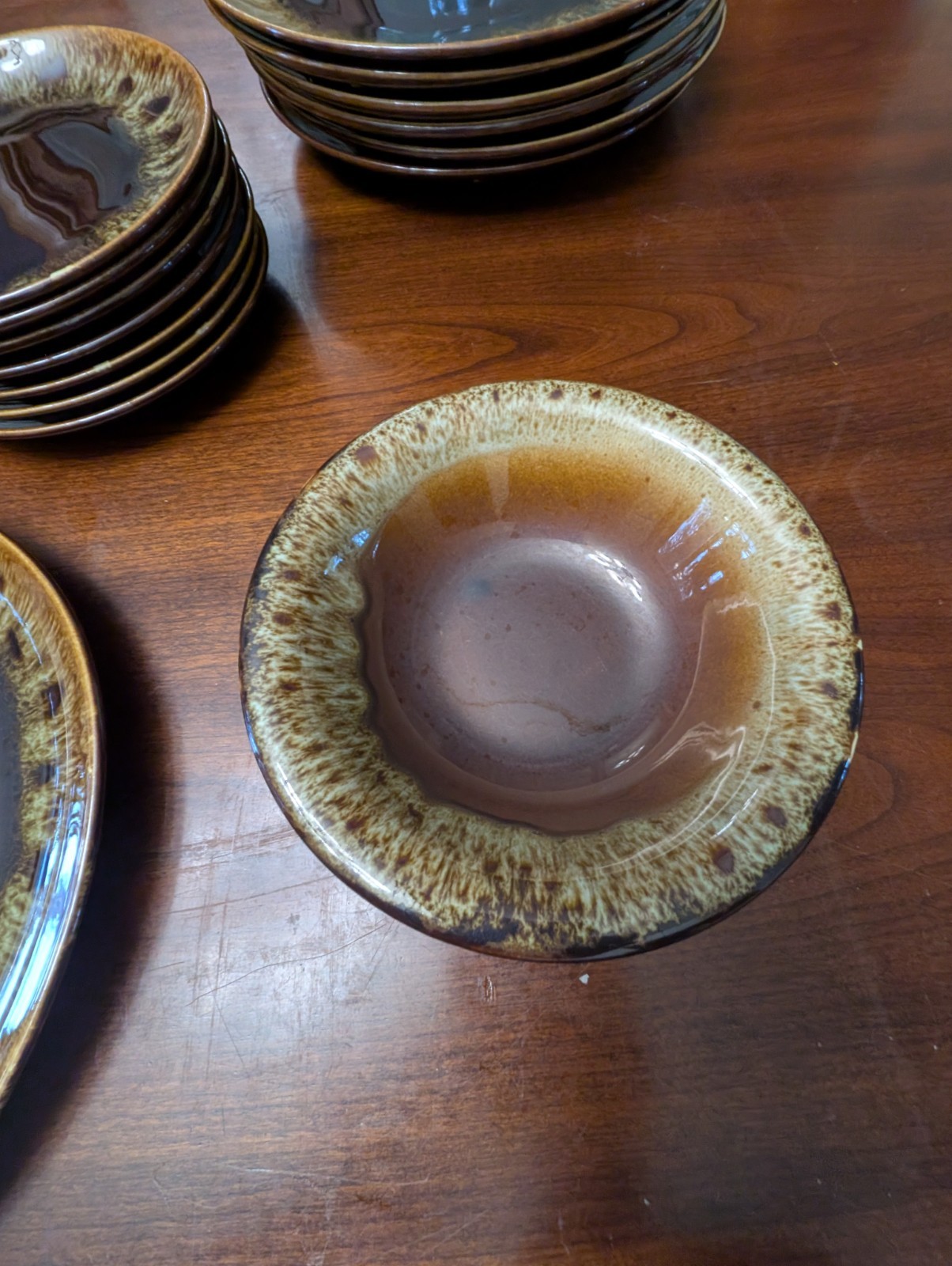 36 Piece Vintage Canonsburg Carefree Ironstone Brown Drip Ironware Dinner Set