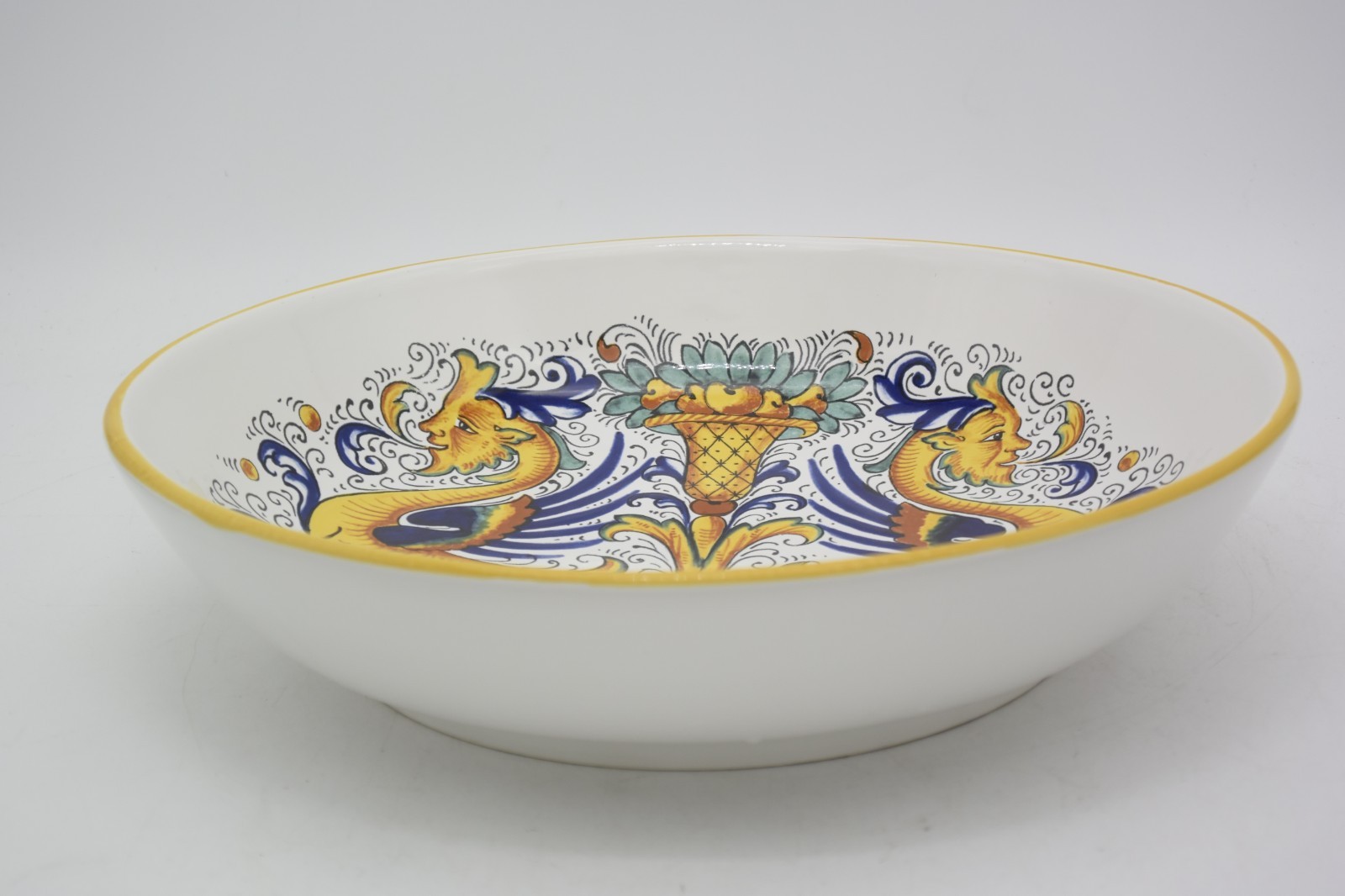 Ceramica Nova Deruta Italy Raffaellesco 11″ Pasta Serving Salad Bowl Dragon