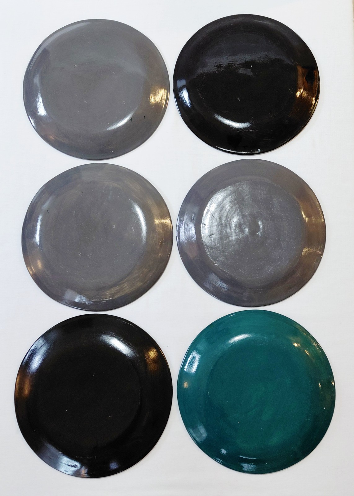 Claudia Reese Dinner Plates 11 1/4″ Abstract Cera Mix Post Modern Pottery Vtg 6