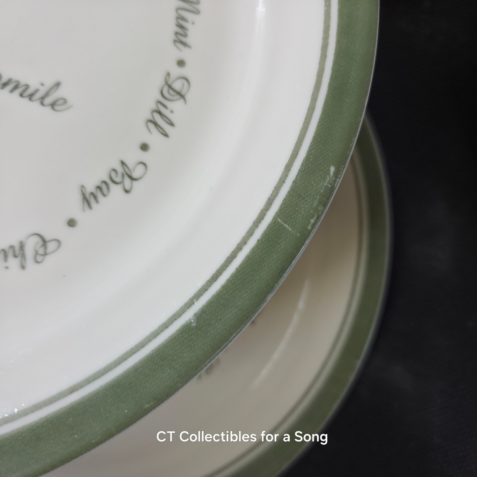 VTG Set 12 Corelle Thymeless Herbs Luncheon/Salad Plates 8 1/2″ Green