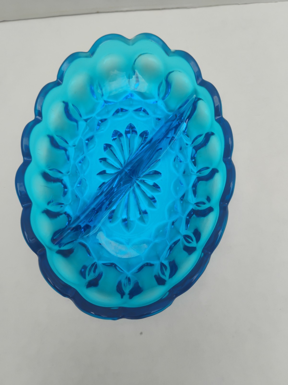 Vintage Blue Indiana Split Candy Dish or Ashtray Great Condition
