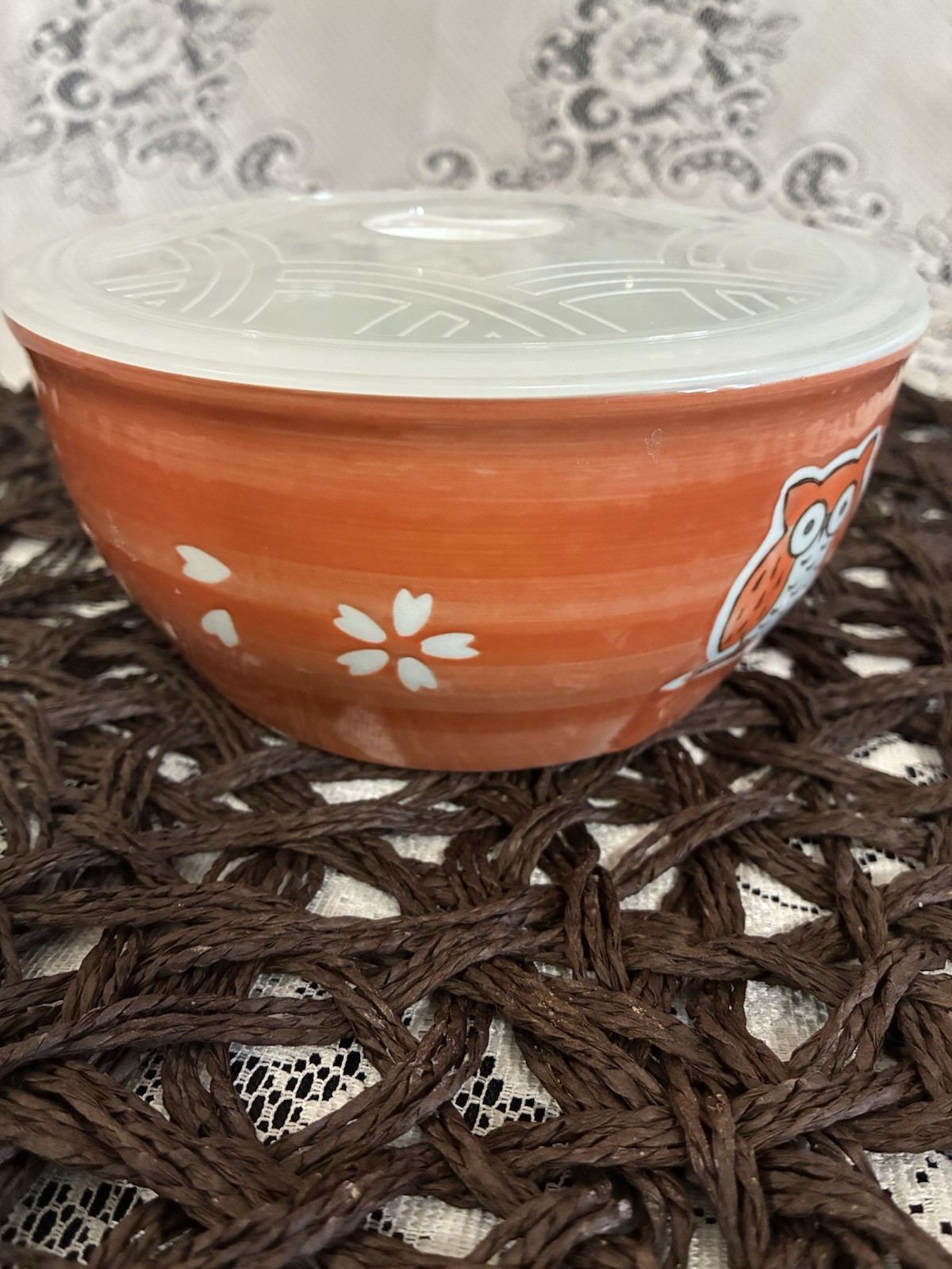 Yokohama Studio Hand Painted Orange Owl Bowl w/ Lid – Vintage Ceramic