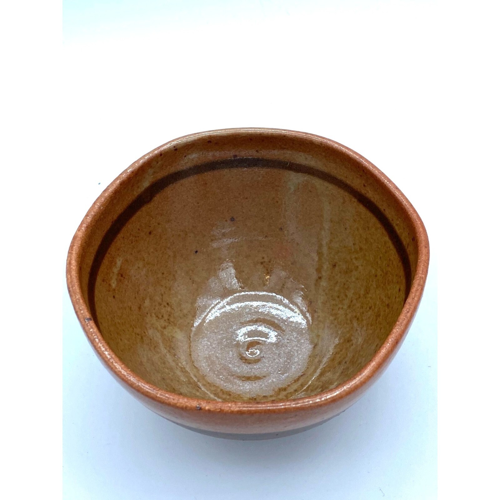 Ardar Crafted 3-Toned Brown Glazed Pottery Bowl with Pinched Sides/5 inches