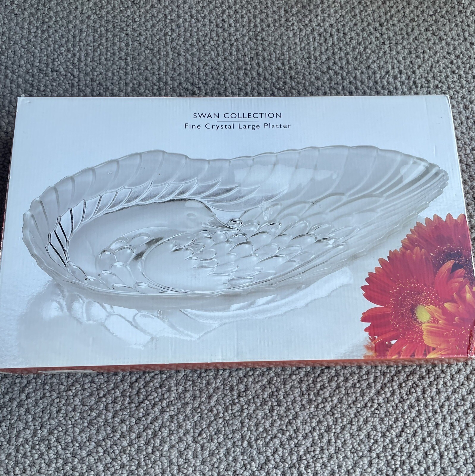 Silversmith Studio Crystal Germany Swan Collection 17” Platter Made in Germany