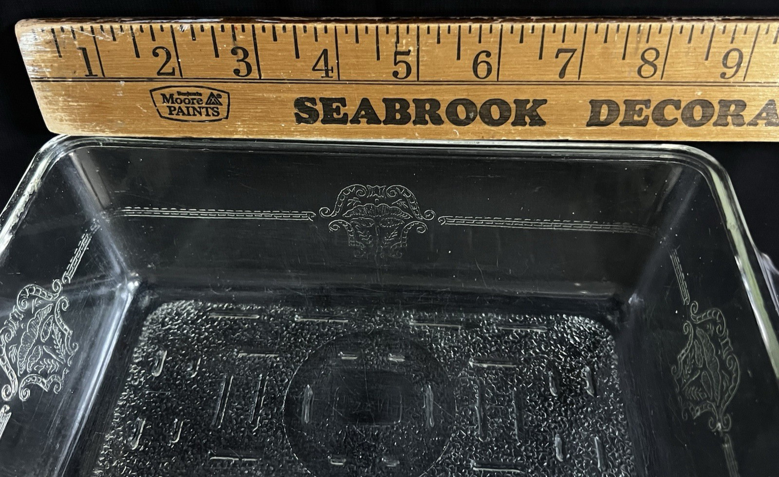 Vintage Glasbake 254 Loaf Pan Clear Glass Baking Dish Art Deco Pattern USA