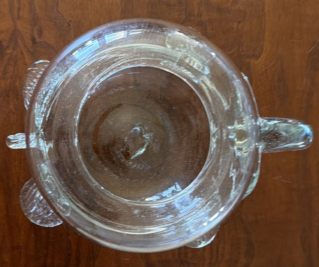 Mexican Hand Blown Clear Green Glass Sea Turtle Bowl Terrarium Beta Goldfish