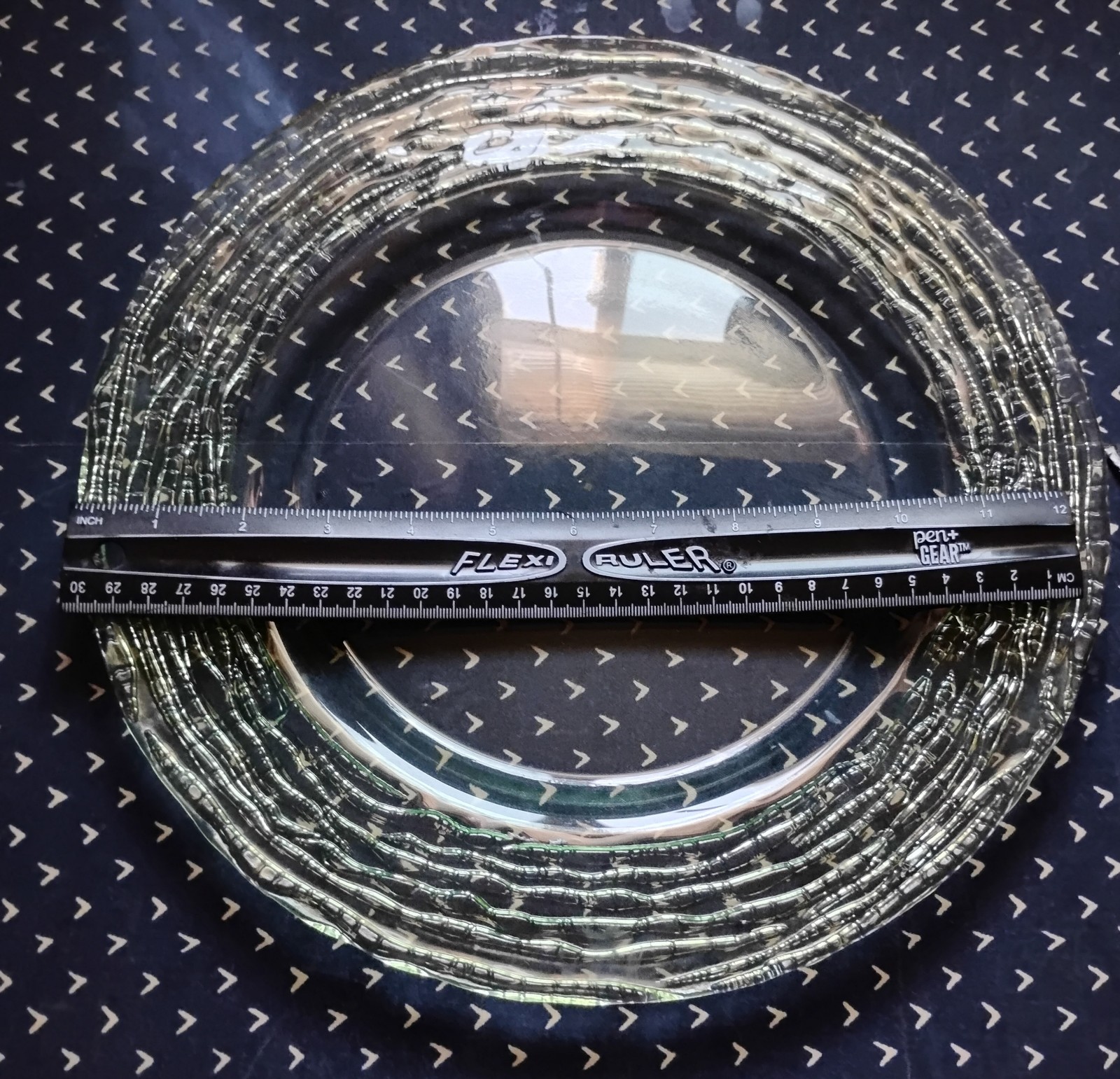 (7) Charger Plates Glass Silver Ruffle Bark Unbranded 12.5 Condition Varies