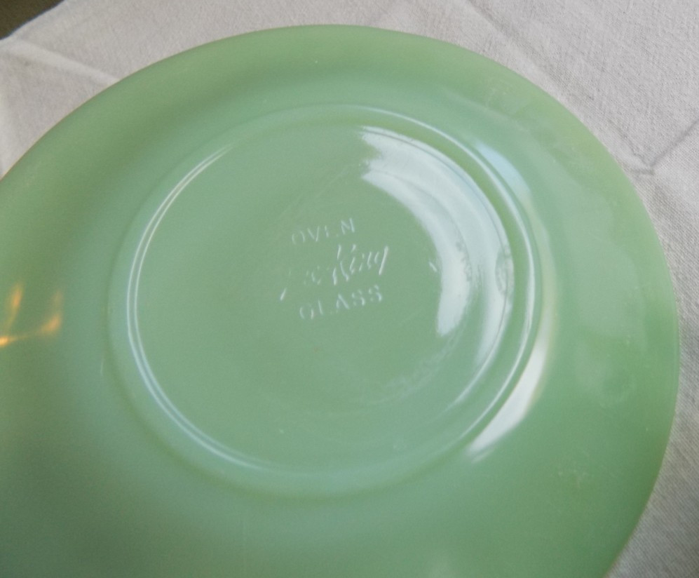 Vintage Fire King Jadeite Green Glass Creamer & Cup and Saucer Jadite
