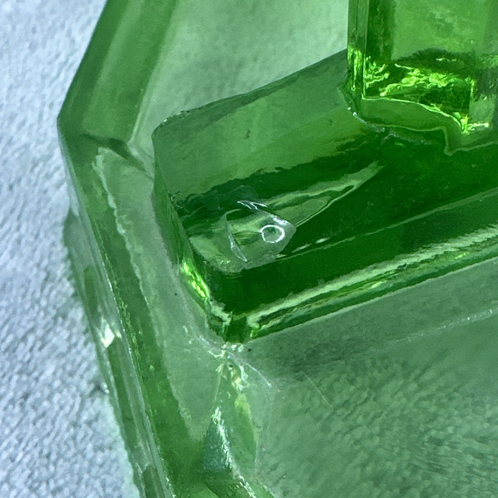 Vintage Vaseline Glass Art Deco Salt Pepper Shaker Caddy Uranium Glow SEE CHIP
