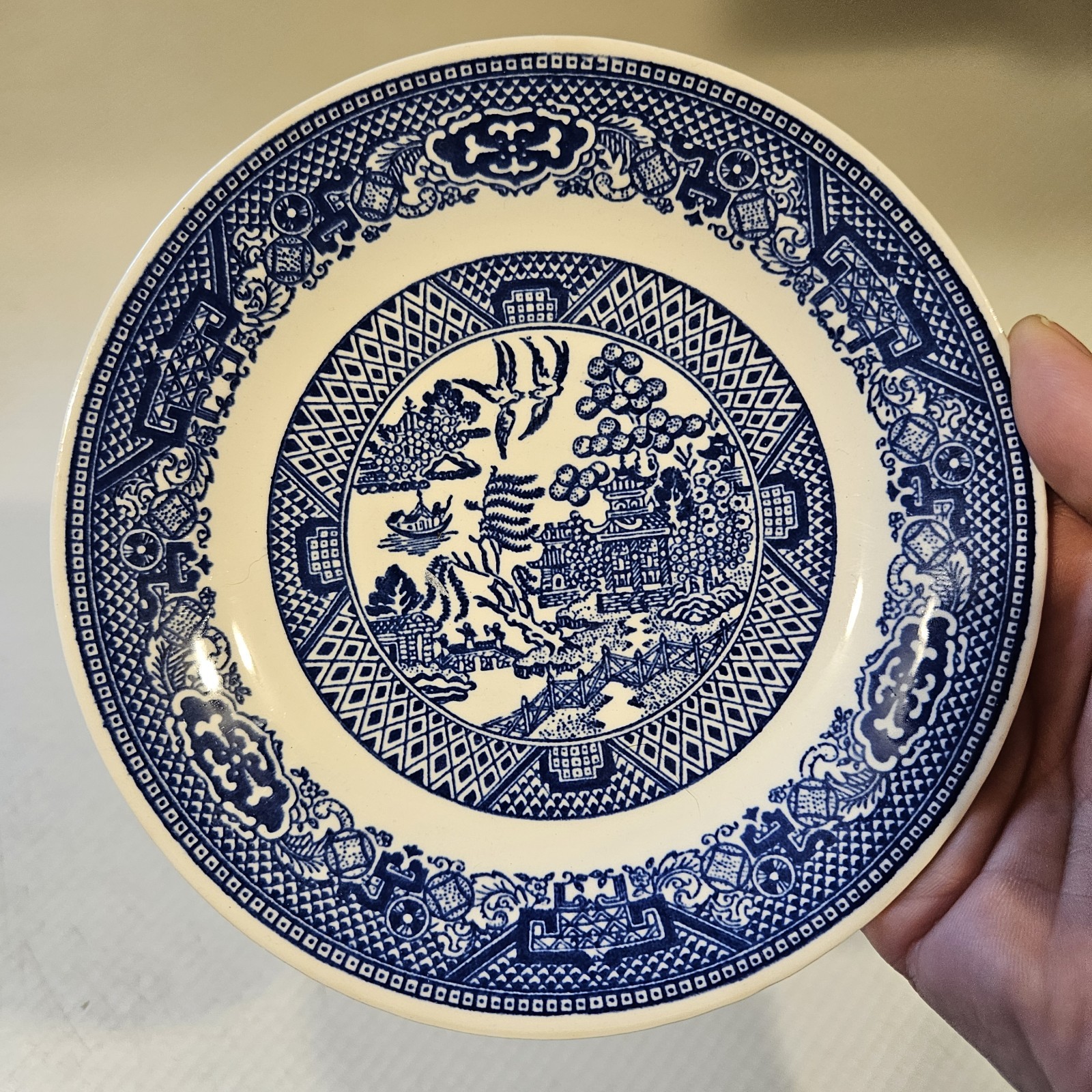 Willow Ware Royal China Underglaze 2 Bread Plates And 2 Saucers, 4 Total Plates